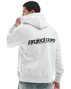 Jack & Jones Oversized Hoodie With Text Backprint - Grey