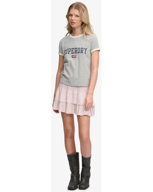 Superdry Printed Tiered Mini Skirt - Natural