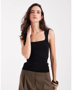 JJXX Knitted Sqaure Neck Top - Black
