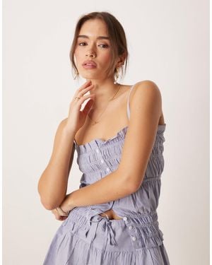 esmé studios Esmee Exclusive Tiered Beach Crop Top With Trim Detail - Blue