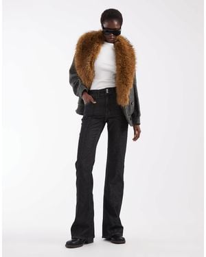 Vero Moda Hazel High Rise Seam Detail Flared Jeans - Black