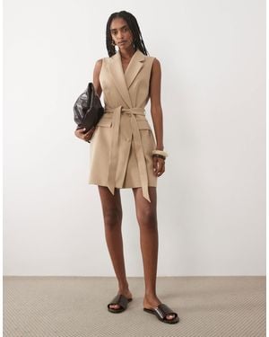 Miss Selfridge Tailored Sleeveless Blazer Dress - Natural