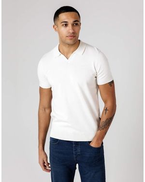 French Connection Cotton Short Sleeve Open Collar Polo Shirt - White