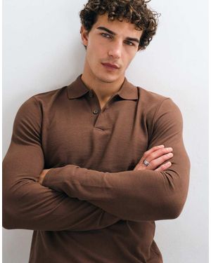 ASOS Long Sleeve Polo - Brown