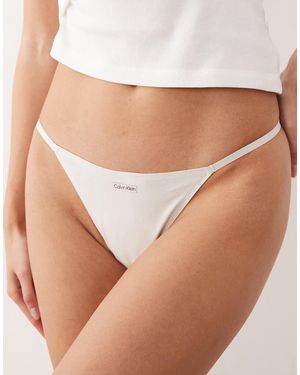 Calvin Klein Cotton Modal Signature String Thong - Brown