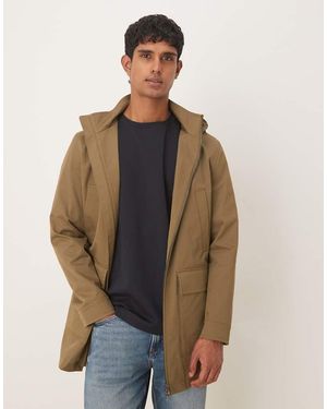 Mango Cotton Mix Hooded Parka Jacket - Natural