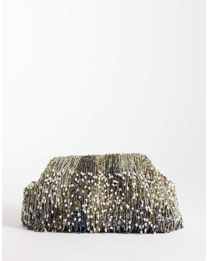 ASOS Premium Embellished Tassels Frame Clutch Bag - Gray
