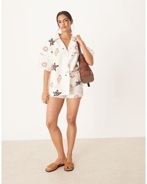 ASOS Linen Blend Shorts - Natural