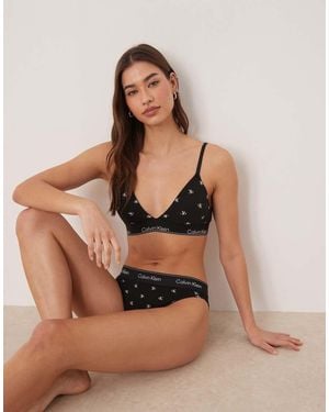 Calvin Klein Icon Cotton Modal Lightly Lined Triangle Bra - Brown