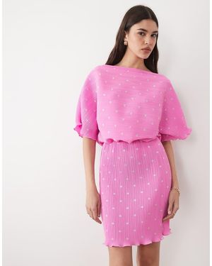 Never Fully Dressed Tilly Off Shoulder Plisse Mini Dress - Pink
