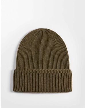 ASOS Knitted Pattern Edge Ribbed Beanie - Green