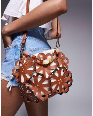 River Island Laser Cut Flower Bag - Brown