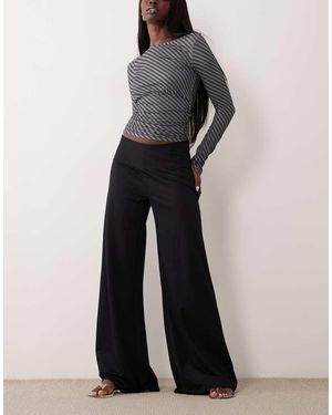 Gina Tricot Jersey Broek Met Wijde Pijpen - Wit