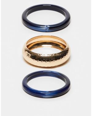 ASOS Pack Of 3 Bangles With Dark Resin Detail - Blue