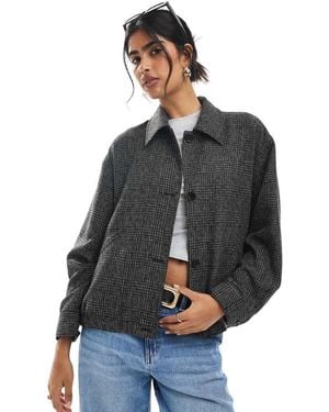 ASOS Barn Jacket With Bomber Hem And Contrast Collar - Grey