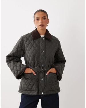 Gina Tricot Quilted Belted Jacket - Black