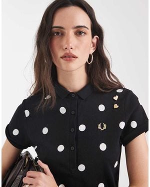 Fred Perry X Amy Winehouse Polo De Lunares En Y Blanco - Negro