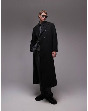 TOPMAN Premium Double Breasted Oversized Overcoat With Wool - White