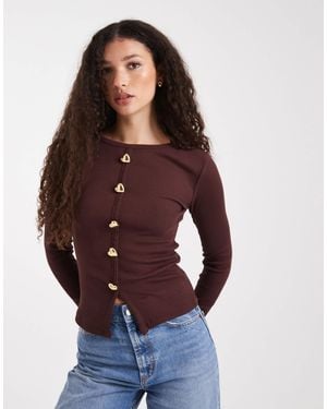 New Look – langärmliges, geripptes oberteil - Lila