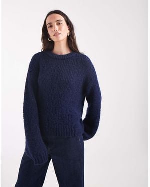 Pieces Grob gestrickter pullover - Blau