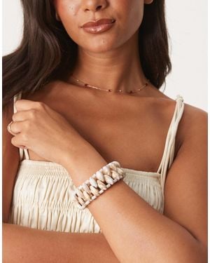 ASOS Elasticated Cuff Bracelet With Faux Shells - Brown