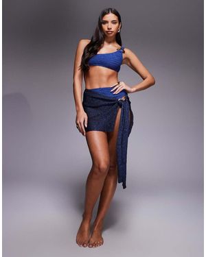ASOS Oceana Knitted Sequin Beach Sarong With Molten Hardware - Blue