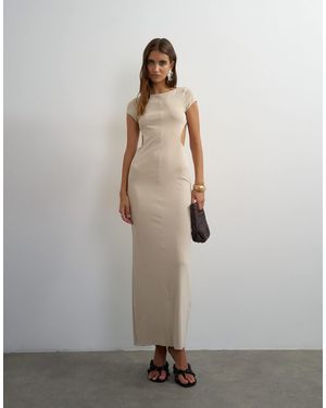 TOPSHOP Double Layer Cupro Cut Out Maxi Dress - Natural