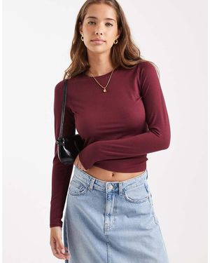 Hollister Top A Maniche Lunghe Girocollo Bordeaux - Rosso