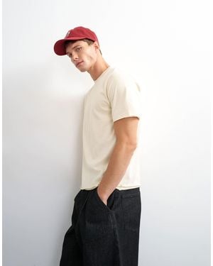 TOPMAN T-shirt classique effet usé avec ourlet brut - écru - Blanc