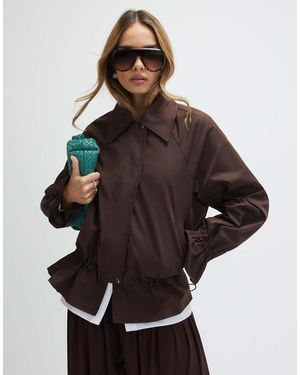 River Island Drop Hem Drawstring Jacket - Brown