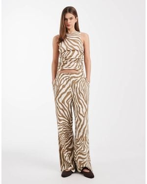 Vero Moda Wide Leg Textured Jersey Trouser Co-ord - Metallic