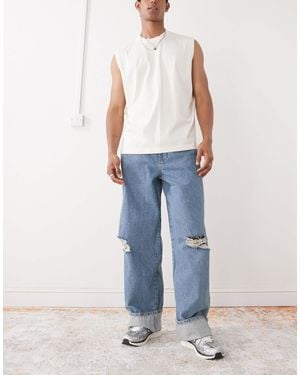 Collusion baggy Jeans With Turn-up Hem - White