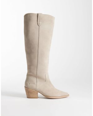 Bronx – jukeson – kniehohe cowboystiefel aus wildleder - Weiß