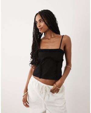 Miss Selfridge Under Bust Seam Detail Cami Top - Black