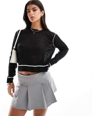 Miss Selfridge Jersey Traslúcido Con Detalles En Contraste De Punto De - Negro