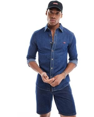 Levi's Battery Batwing Logo Slim Fit Chambray Denim Shirt - Blue
