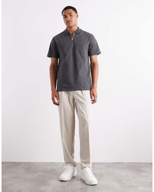 ASOS Pantalones De Vestir De Corte Tapered Extragrande De Tejido Efecto Lino De -Neutro