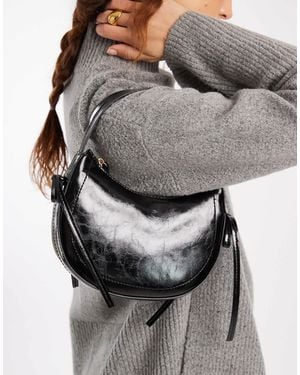 ASOS Half Moon Shoulder Bag With Side Bow Details - Gray