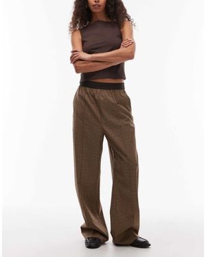 ARKET Wool Blend Stretch Straight Leg Pants With Elasticized Waist - Brown