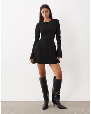 Kaiia – exclusive – kurzes skater-kleid aus kompaktstrick - Schwarz
