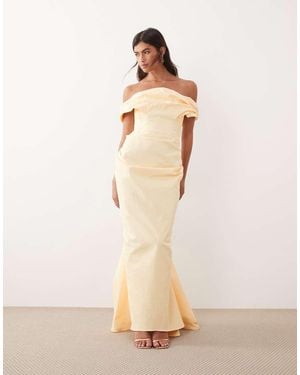 ARRANGE Bardot Structured Draped Maxi Dress - Natural