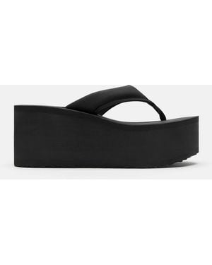Pull&Bear Tongs compensées à plateforme - Noir