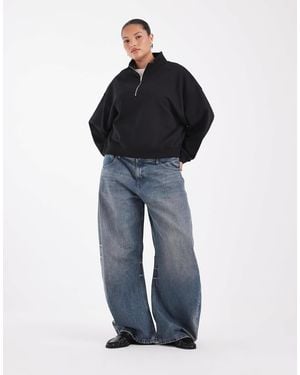 ASOS Asos design curve sweatshirt mit halbem reißverschluss, stehkragen, boxy fit und angerauter innenseite - Blau