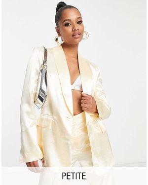 Liquorish Satin Structured Blazer - Natural