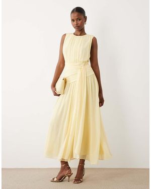 Forever New Chiffon Gathered Tie Waist Maxi Dress - Natural