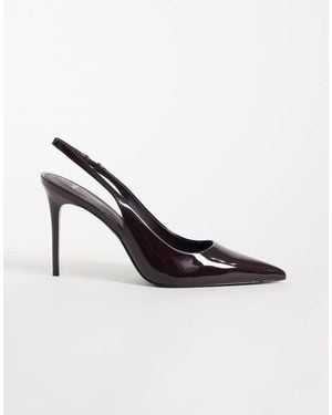 Mango Faux Leather Heeled Slingback Court Shoe - Red