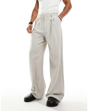 Collusion Relaxed Wide Leg Tailored Trousers - Grey