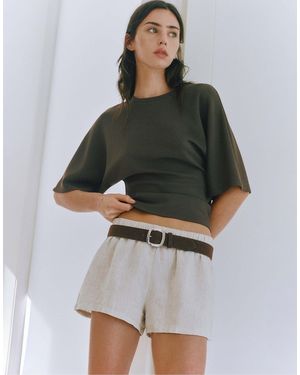 Pull&Bear Ceinture en daim synthétique avec boucle arrondie couleur chocolat - Gris