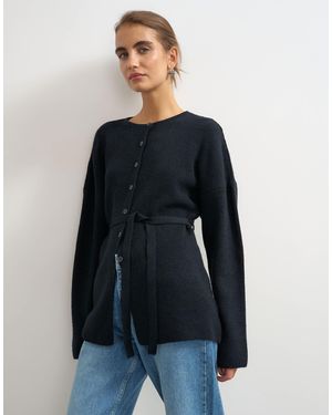 TOPSHOP Strick-cardigan mit bindeband am rücken, all-needle, - Blau