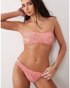 ASOS Scarlet Shirred High Leg Bikini Bottoms - Orange
